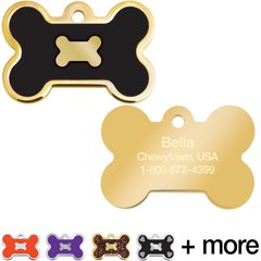 Quick-Tag Bone Epoxy Enameled Personalized Dog ID Tag, Black, Large