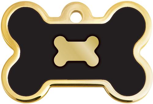 Show full view: Quick-Tag Bone Epoxy Enameled Personalized Dog ID Tag, Black, Large slide 2 of 4