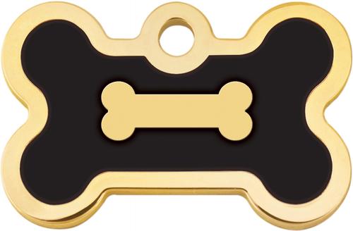 Show full view: Quick-Tag Bone Epoxy Enameled Personalized Dog ID Tag, Black, Small slide 2 of 4