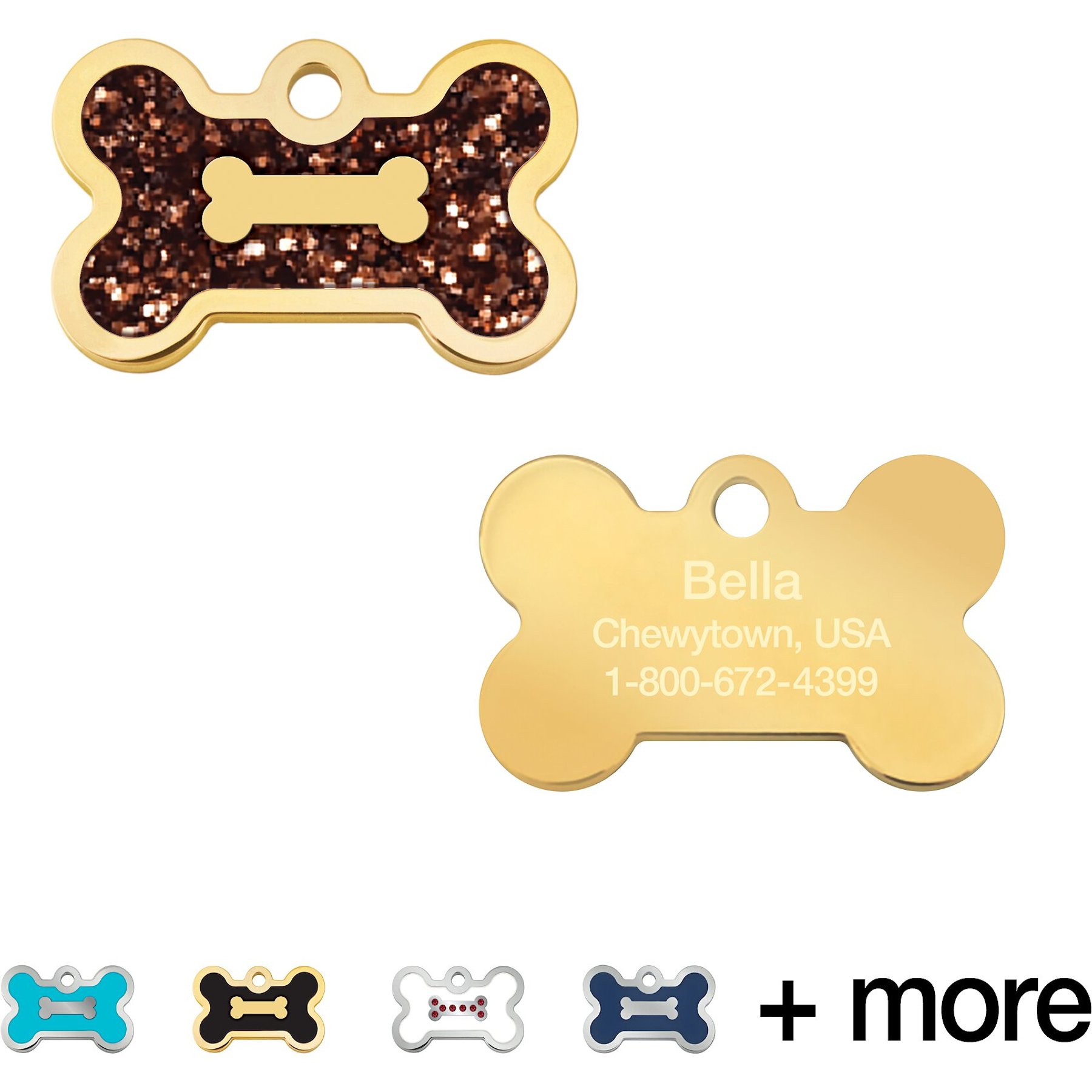 Quick-Tag Bone Epoxy Enameled Personalized Dog ID Tag, Bronze, Small