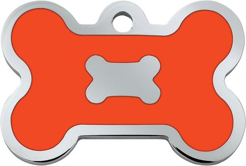 Show full view: Quick-Tag Bone Epoxy Enameled Personalized Dog ID Tag, Neon Orange, Large slide 2 of 4