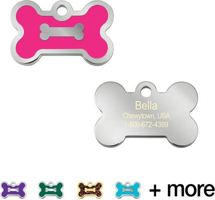 Show full view: Quick-Tag Bone Epoxy Enameled Personalized Dog ID Tag, Neon Pink, Small slide 1 of 4