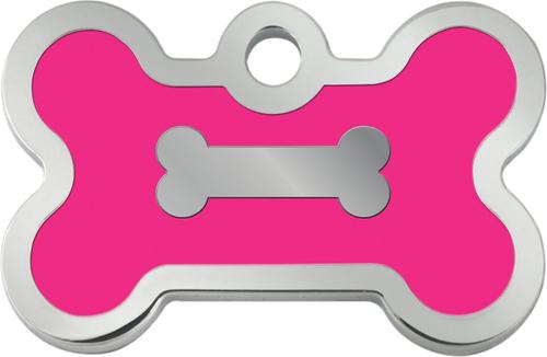 Show full view: Quick-Tag Bone Epoxy Enameled Personalized Dog ID Tag, Neon Pink, Small slide 2 of 4