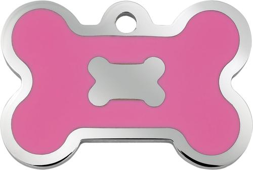 Show full view: Quick-Tag Bone Epoxy Enameled Personalized Dog ID Tag, Pink, Large slide 2 of 4