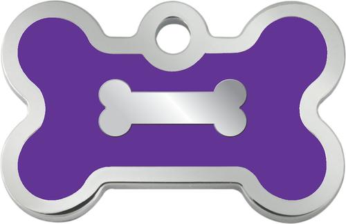 Show full view: Quick-Tag Bone Epoxy Enameled Personalized Dog ID Tag, Purple, Small slide 2 of 4