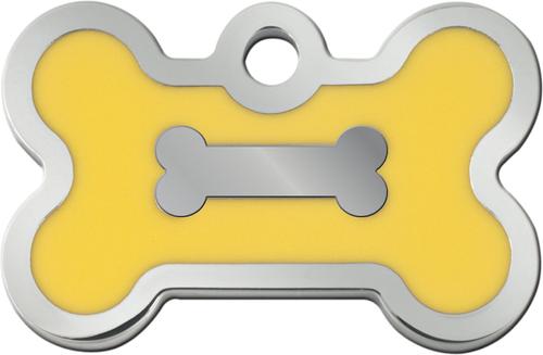 Show full view: Quick-Tag Bone Epoxy Enameled Personalized Dog ID Tag, Yellow, Small slide 2 of 4