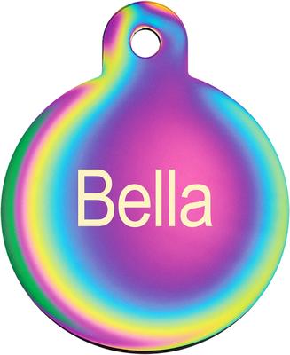 Show full view: Quick-Tag Coated Metal Personalized Dog & Cat ID Tag, Metallic Rainbow, Large Circle slide 2 of 5