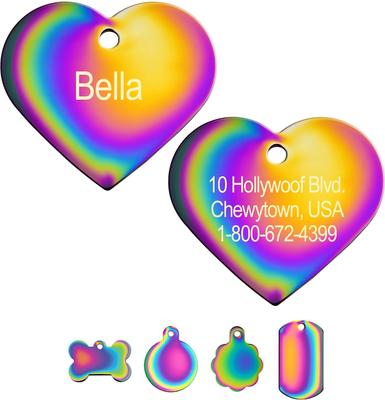 Show full view: Quick-Tag Coated Metal Personalized Dog & Cat ID Tag, Metallic Rainbow, Large Heart slide 1 of 5