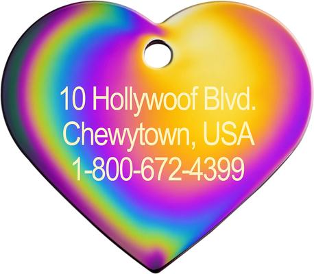 Show full view: Quick-Tag Coated Metal Personalized Dog & Cat ID Tag, Metallic Rainbow, Large Heart slide 3 of 5