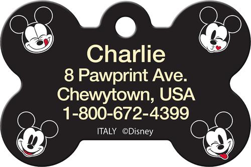 Show full view: Quick-Tag Disney's Mickey Mouse Bone Personalized Dog ID Tag, Black slide 3 of 4