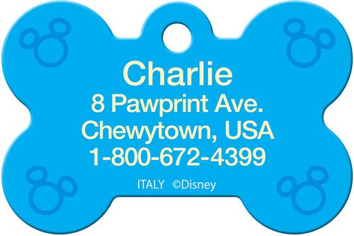 Show full view: Quick-Tag Disney's Mickey Mouse Bone Personalized Dog ID Tag, Blue slide 3 of 3