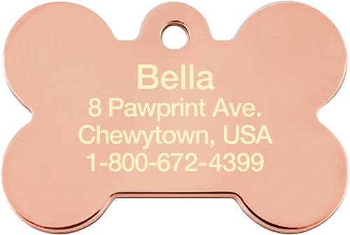 Show full view: Quick-Tag Diva Bone & Etched Bone Personalized Dog ID Tag, Rose Gold & Clear slide 4 of 6