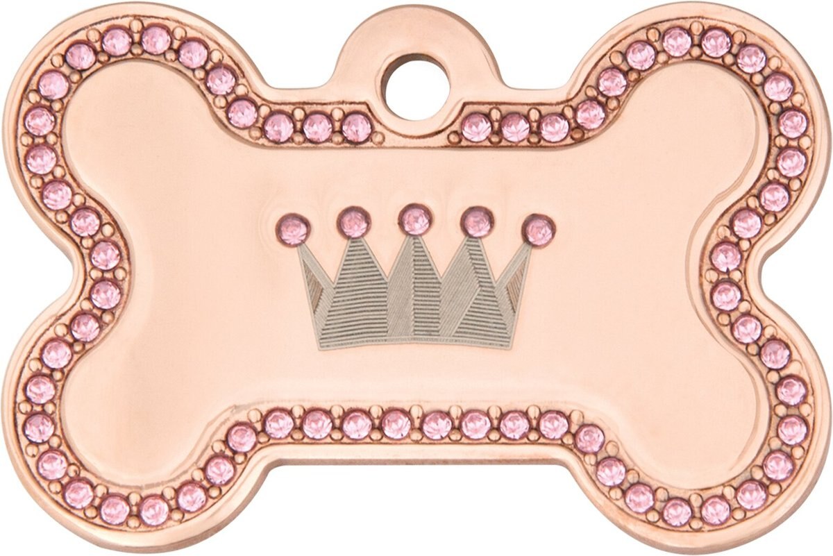 Quick-Tag Diva Bone & Etched Crown Personalized Dog ID Tag