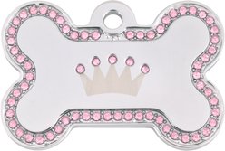 Quick-Tag Diva Bone & Etched Crown Personalized Dog ID Tag, Silver & Pink slide 2 of 4