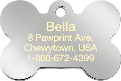 Show full view: Quick-Tag Diva Bone & Etched Crown Personalized Dog ID Tag, Silver slide 4 of 6
