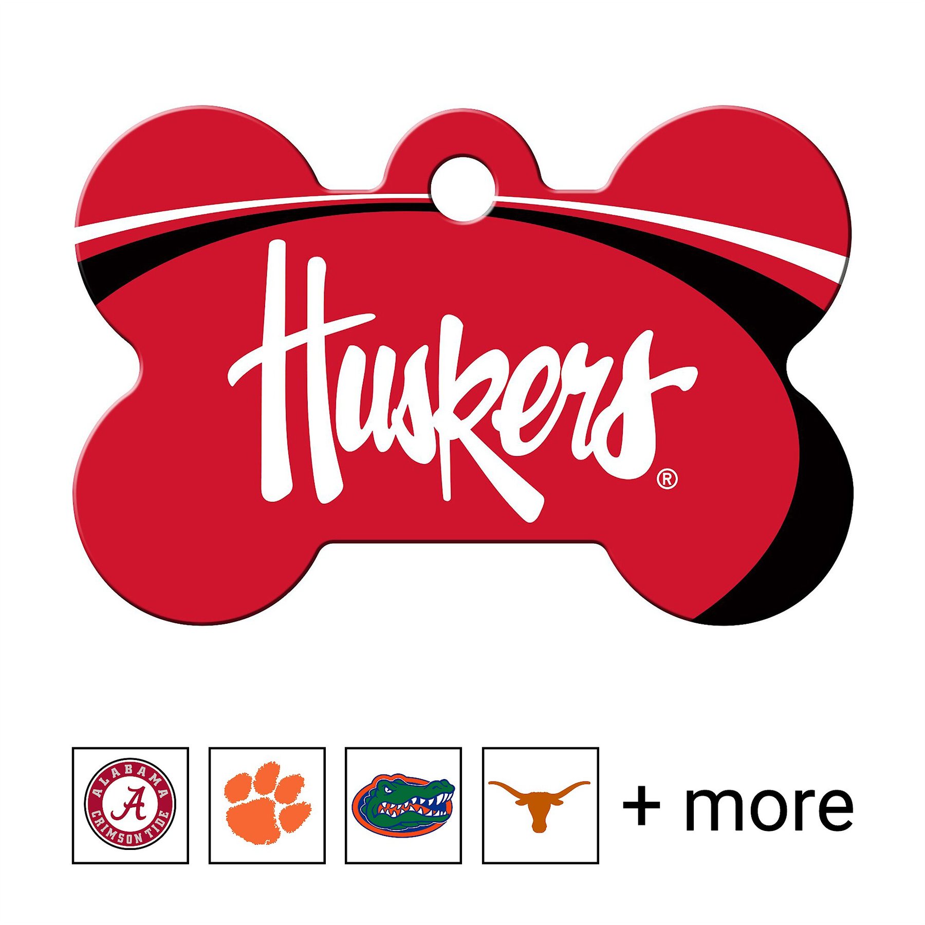 Quick-Tag NCAA Bone Personalized Dog ID Tag, Large, Nebraska Corn Huskers