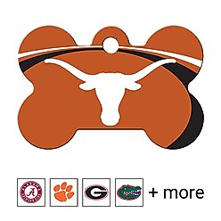 Quick-Tag NCAA Bone Personalized Dog ID Tag, Large, Texas Longhorns