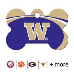 Quick-Tag NCAA Bone Personalized Dog ID Tag, Large, Washington Huskies