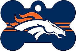 Quick-Tag NFL Bone Personalized Dog ID Tag, Large, Denver Broncos