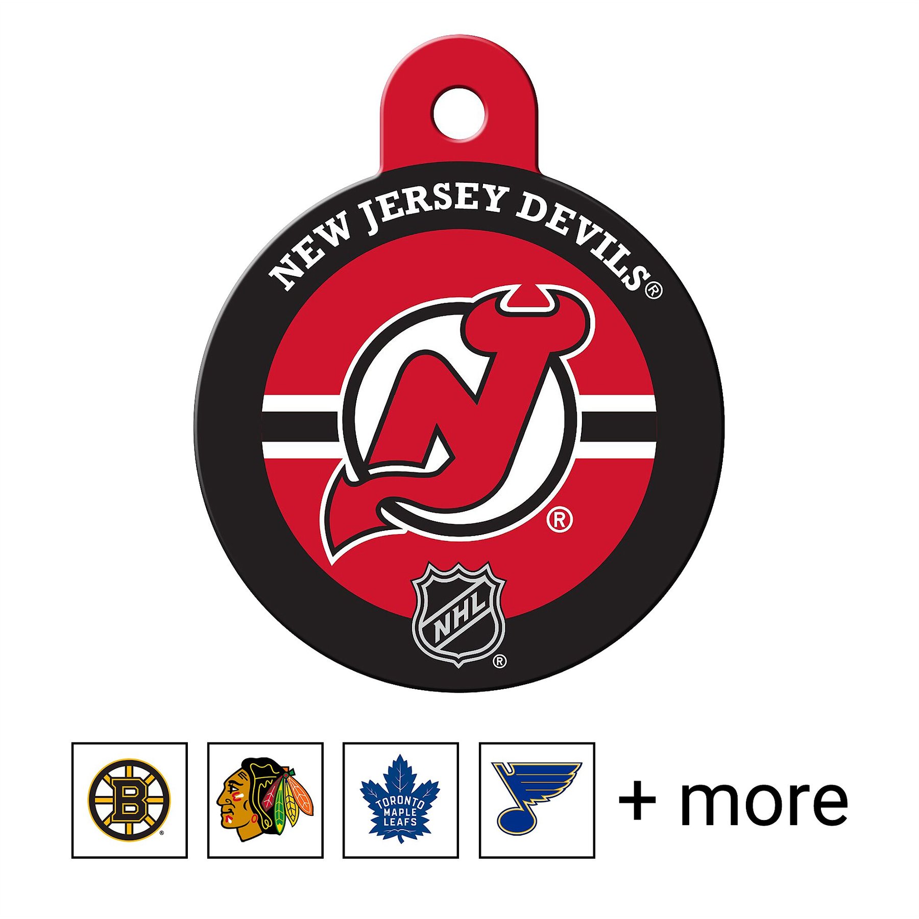 New Jersey Devils, NHL Circle Dog & Cat ID Tag, Large, Quick-Tag