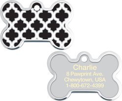 Quick-Tag Personalized Dog ID Tag, Black Trellis