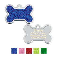 Quick-Tag Personalized Dog ID Tag, Blue Hologram