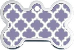 Quick-Tag Personalized Dog ID Tag, Purple Trellis slide 2 of 4