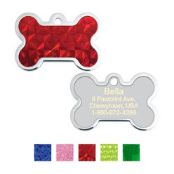 Quick-Tag Personalized Dog ID Tag, Red Hologram