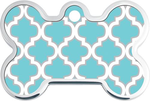 Show full view: Quick-Tag Personalized Dog ID Tag, Turquoise Trellis slide 2 of 5