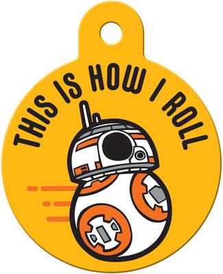 Show full view: Quick-Tag Star Wars BB-8 How I Roll Circle Personalized Dog & Cat ID Tag slide 2 of 4