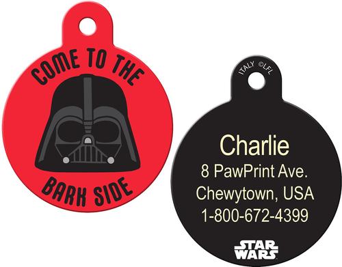 Show full view: Quick-Tag Star Wars Darth Vader Bark Side Circle Personalized Dog & Cat ID Tag slide 1 of 5