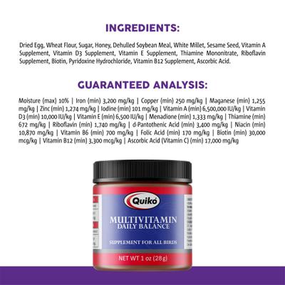 Show full view: Quiko Multivitamin Daily Balance Supplement for Birds, 1-oz bottle slide 7 of 8