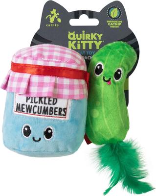 Show full view: Quirky Kitty Pickled Mewcumbers Catnip Plush Cat Toy, 2 count slide 2 of 3