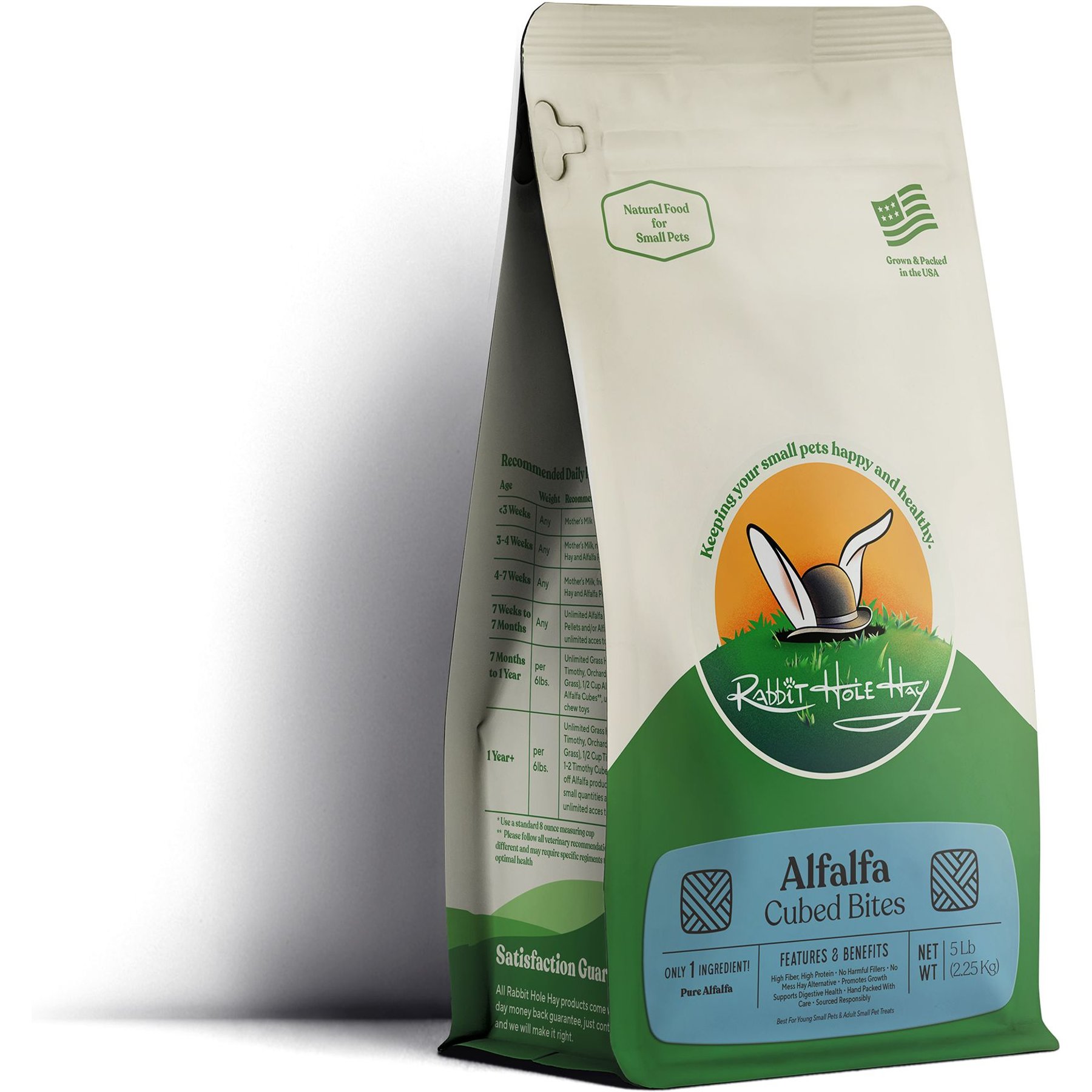 Rabbit Hole Hay Ultra Premium All Natural Alfalfa Cubes for Small Pets, 5-lb bag