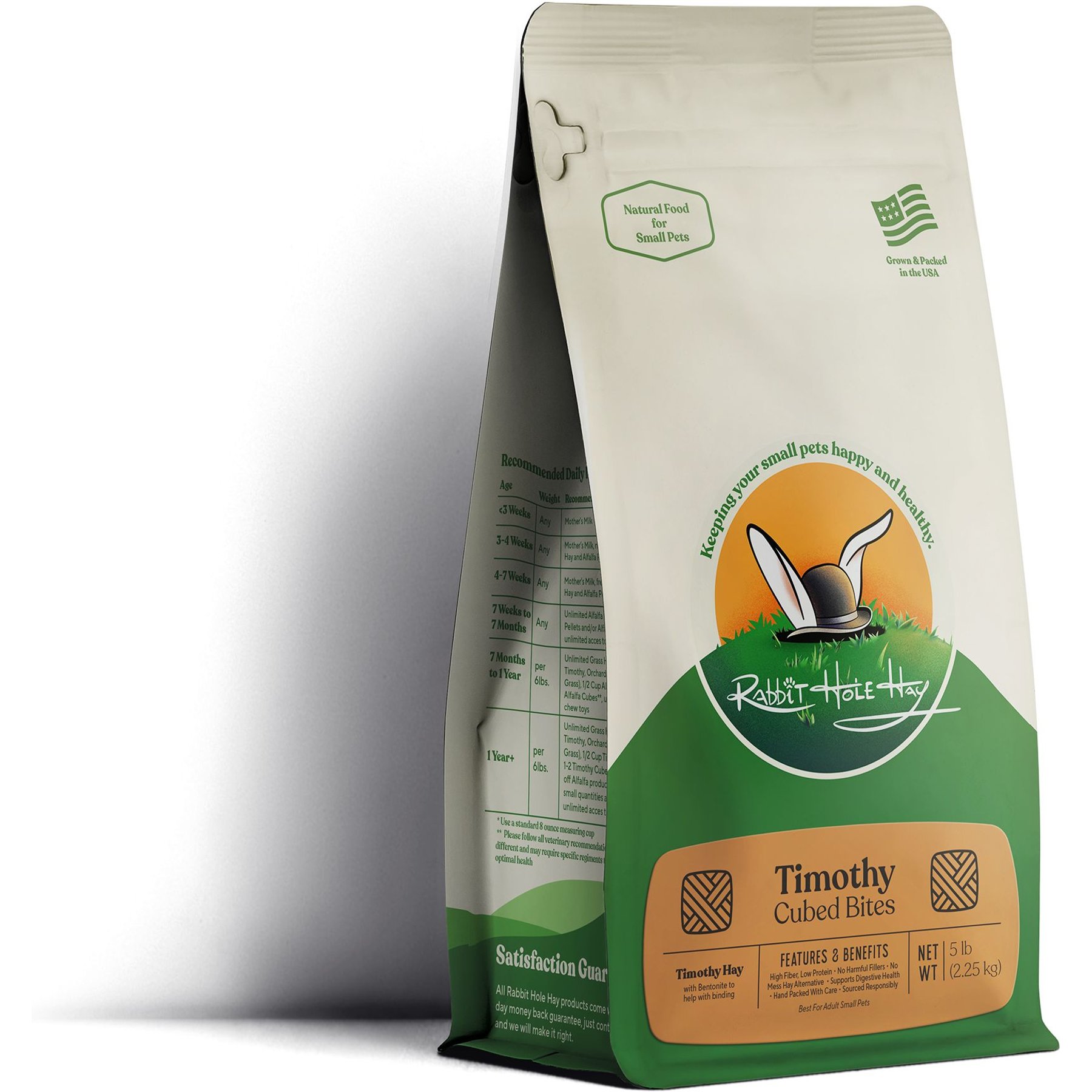 Rabbit Hole Hay Ultra Premium All Natural Timothy Cubes for Small Pets, 5-lb bag