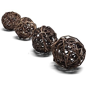 Rabbit Hole Hay Ultra Premium All Natural Willow Chew Ball for Small Pets, Small Bundle of 4