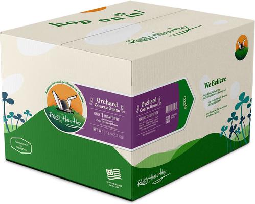 Show full view: Rabbit Hole Hay Ultra Premium Hand-Packed Coarse Orchard Grass for Small Pets, 5-lb box slide 1 of 4