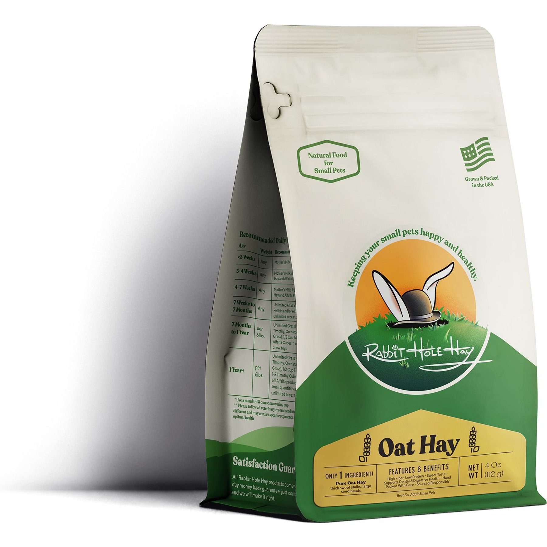 Rabbit Hole Hay Ultra Premium Hand-Packed Oat Hay for Small Pets, 4-oz bag