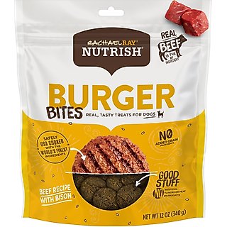 Rachael Ray Nutrish Burger Bites, Beef Burger with Bison Grain-Free Dog Treats, 12-oz bag slide 1 of 7