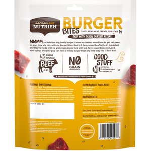Rachael Ray Nutrish Burger Bites, Beef Burger with Bison Grain-Free Dog Treats, 12-oz bag