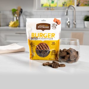 Rachael Ray Nutrish Burger Bites, Beef Burger with Bison Grain-Free Dog Treats, 12-oz bag