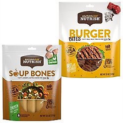 Rachael Ray Nutrish Burger Bites, Beef Burger with Bison + Soup Bones Chicken & Veggies Flavor Dog Treats