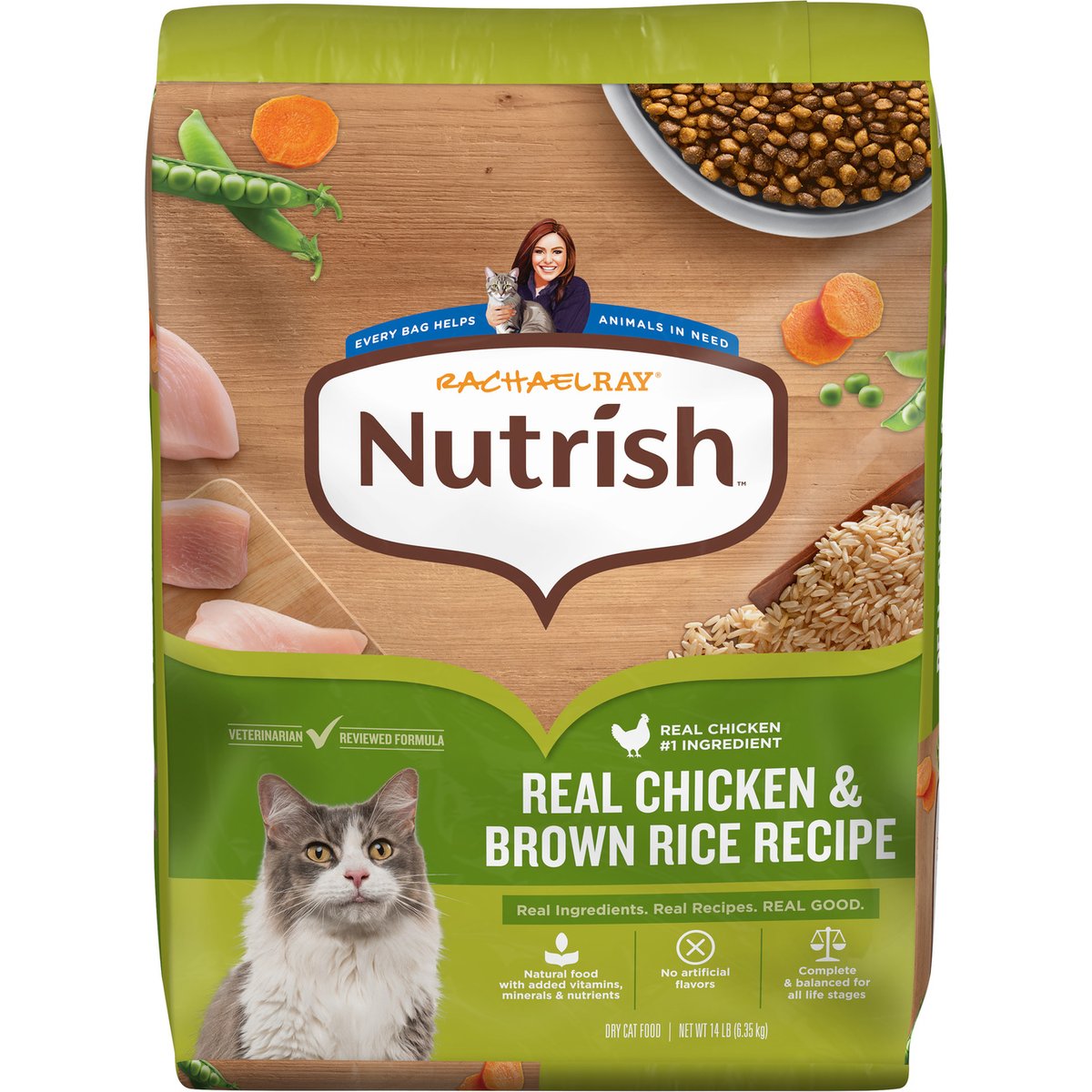 Rachael Ray Nutrish Chicken & Brown Rice Dry Cat Food, 14-lb bag