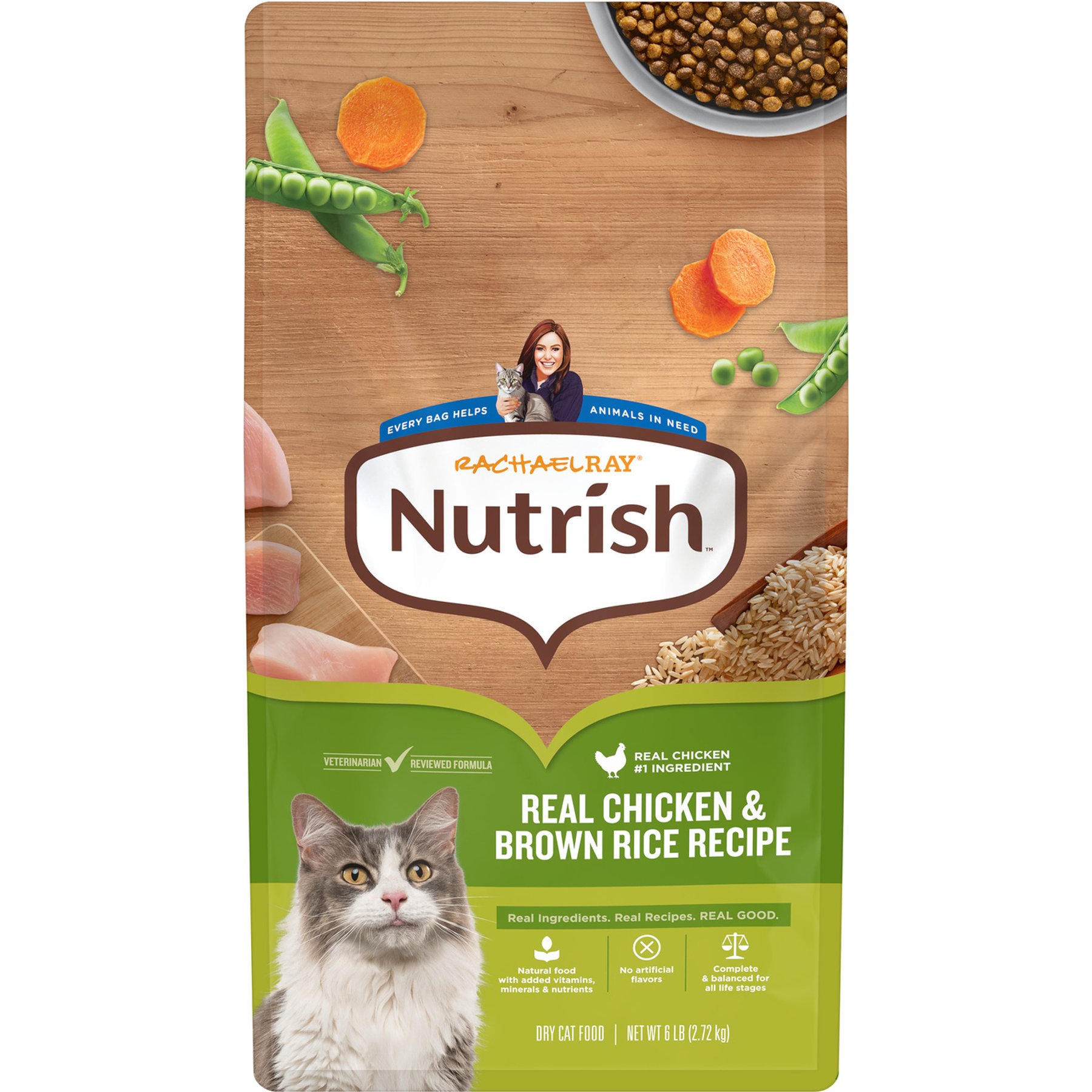 Rachael Ray Nutrish Natural Chicken & Brown Rice Dry Cat Food, 6-lb