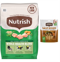 Rachael Ray Nutrish Chicken & Veggies Recipe Dry Food + Soup Bones Chicken & Veggies Flavor Dog Treats