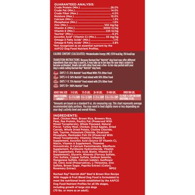 Show full view: Nutrish Dish Beef & Brown Rice Recipe with Veggies, Fruit & Chicken Dry Dog Food, 3.75-lb bag (Rachael Ray) slide 6 of 11