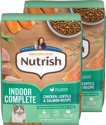 Rachael Ray Nutrish Indoor Complete Chicken, Lentils & Salmon Recipe Dry Cat Food, 28-lb bundle