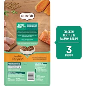 Rachael Ray Nutrish Indoor Complete Chicken, Lentils & Salmon Recipe Dry Cat Food, 3-lb bag