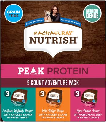 Show full view: Rachael Ray Nutrish PEAK Grain-Free Adventure Variety Pack Wet Dog Food, 3.5-oz, case of 9 slide 6 of 12