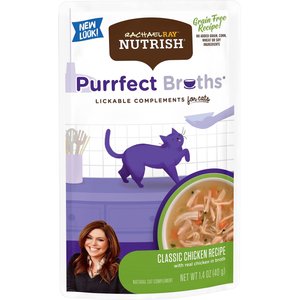 Rachael Ray Nutrish Purrfect Broths Grain-Free Classic Chicken Recipe Cat Food Topper, 1.4-oz pouch, case of 24
